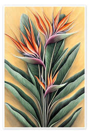 Wall print Orange flowers of the Strelitzia - Maria Tuzhilkina