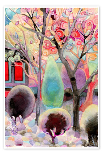 Poster Birds in a Sunlit Tree
