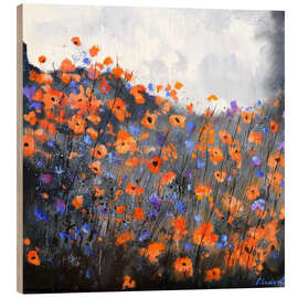 Holzbild Flüsternde Winde auf einer Wiese - Pol Ledent