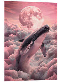 Acrylglasbild Wal in den Wolken mit Mond - nobelart