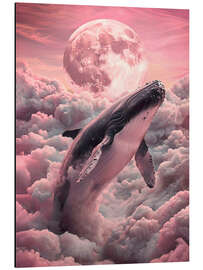 Alubild Wal in den Wolken mit Mond - nobelart