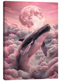 Leinwandbild Wal in den Wolken mit Mond - nobelart