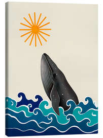Leinwandbild Wal springt mit der Sonne - nobelart