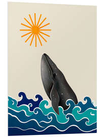 Hartschaumbild Wal springt mit der Sonne - nobelart