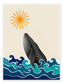 Stampa Whale breaching with sun - nobelart
