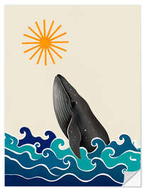 Wandsticker Wal springt mit der Sonne - nobelart