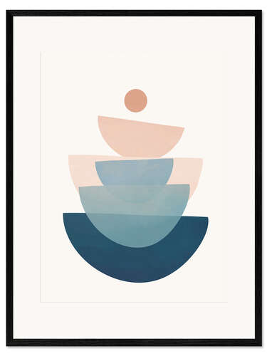 Inramat konsttryck Abstract Minimal Shapes