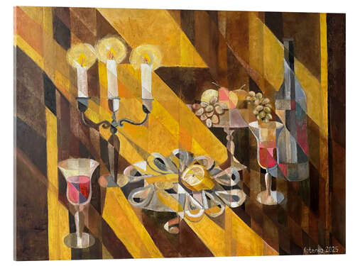 Stampa su vetro acrilico Still life with oysters and candles