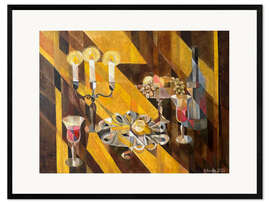 Gerahmter Kunstdruck Stilleben mit Austern und Kerzen