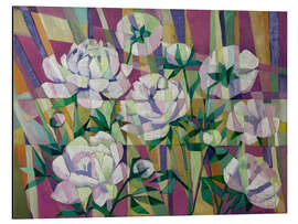 Alubild Weiße Pfingstrosen im Kubismus - Iuliia Kotenko