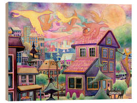 Holzbild Gänse über Ambleside