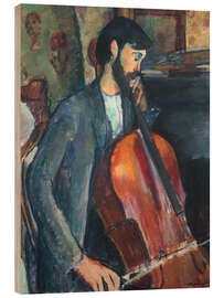 Holzbild Der Violoncello-Spieler