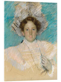 Acrylglasbild Adaline Havemeyer in einem weißen Hut - Mary Stevenson Cassatt