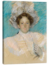 Leinwandbild Adaline Havemeyer in einem weißen Hut - Mary Stevenson Cassatt