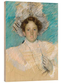 Wood print Adaline Havemeyer in a white hat - Mary Stevenson Cassatt