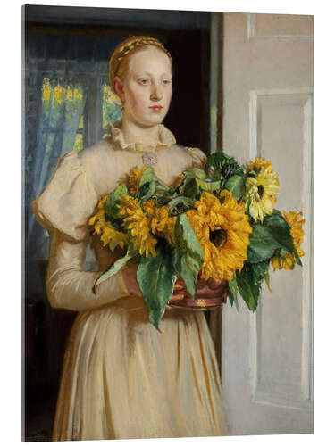 Stampa su vetro acrilico Girl with Sunflowers, 1893