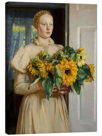 Obraz na płótnie Girl with Sunflowers, 1893 - Michael Peter Ancher