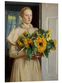 Hartschaumbild Mädchen mit Sonnenblumen, 1893