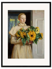 Gerahmter Kunstdruck Mädchen mit Sonnenblumen, 1893