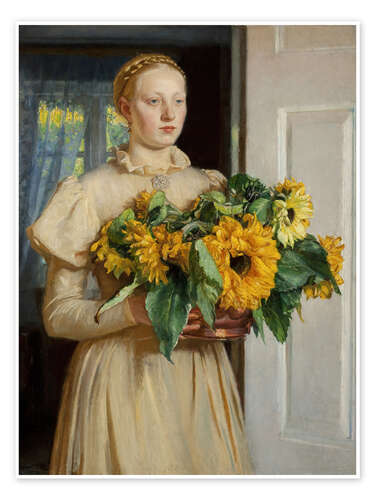 Póster Girl with Sunflowers, 1893