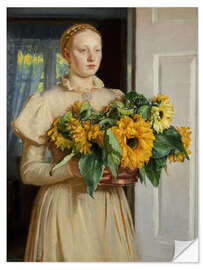 Wandsticker Mädchen mit Sonnenblumen, 1893