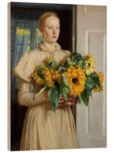 Wood print Girl with Sunflowers, 1893