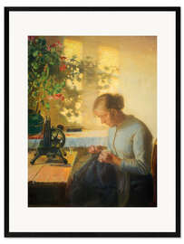 Gerahmter Kunstdruck Nähende Fischerstochter, 1899 - Anna Ancher