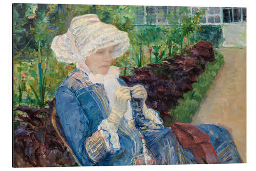 Aluminium print Lydia is crocheting in Marly's garden