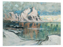 Hartschaumbild Boote zwischen den Bergen, Studie von den Lofoten