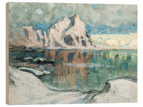 Wood print Boats between the mountains, study from the Lofoten