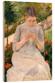 Holzbild Junges Mädchen im Garten