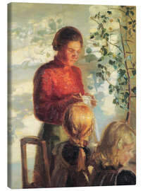 Canvas print Two little girls being taught how to sew, 1910 - Anna Ancher