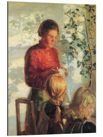 Magnettafel Zwei kleine Mädchen lernen das Nähen, 1910