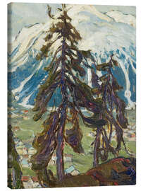 Obraz na płótnie Fir trees in front of mountains, study from Northern Norway - Anna Katarina Boberg