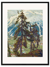 Gerahmter Kunstdruck Tannen vor Bergen, Studie aus Nordnorwegen