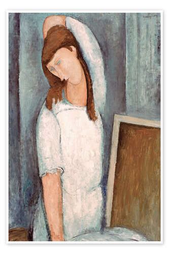 Póster Hebuterne with her left arm above her head, 1919