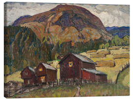 Tableau sur toile Summer landscape with mountain huts - Anna Katarina Boberg