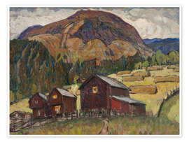 Billede Summer landscape with mountain huts - Anna Katarina Boberg