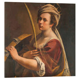 Tableau en verre acrylique Self Portrait as Saint Catherine of Alexandria, 1617