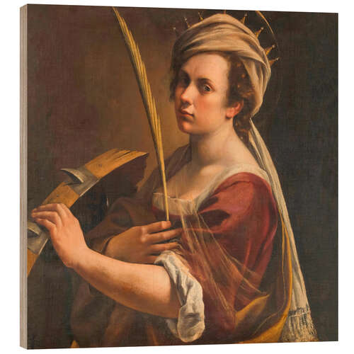 Holzbild Selbstporträt als Heilige Katharina von Alexandria, 1617