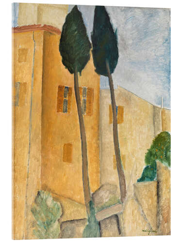 Acrylic print Cypresses and Houses at Cagnes