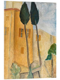 Acrylic print Cypresses and Houses at Cagnes - Amedeo Modigliani