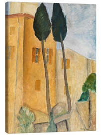 Tableau sur toile Cyprès et maisons à Cagnes - Amedeo Modigliani
