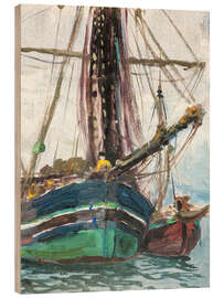 Holzbild Nebel steigt aus dem Meer, Studie von den Lofoten