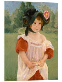 Acrylglasbild Margot steht in einem Garten