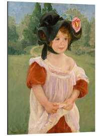 Alubild Margot steht in einem Garten