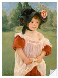 Wandsticker Margot steht in einem Garten