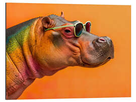 Alubild Cooles Nilpferd mit Sonnenbrille