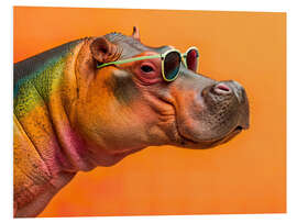 Hartschaumbild Cooles Nilpferd mit Sonnenbrille