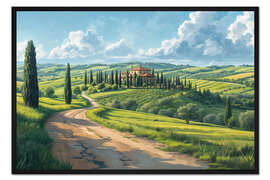 Gerahmter Kunstdruck Toskana Landschaft